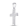 10k White Gold Womens Princess Diamond Cross Pendant 1/6 Cttw