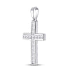 14k White Gold Womens Princess Diamond Cross Pendant 5/8 Cttw