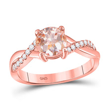 10k Rose Gold Womens Round Morganite Solitaire Ring 1-1/3 Cttw