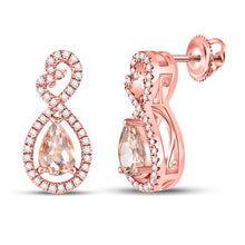  10k Rose Gold Womens Pear Morganite Fashion Earrings 1 Cttw