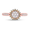 10k Rose Gold Womens Round Brown Diamond Halo Cluster Ring 1/2 Cttw