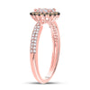 10k Rose Gold Womens Round Brown Diamond Halo Cluster Ring 1/2 Cttw