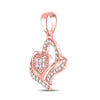 10k Rose Gold Womens Round Diamond Heart Pendant 1/4 Cttw