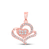 10k Rose Gold Womens Round Diamond Heart Pendant 1/4 Cttw