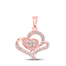  10k Rose Gold Womens Round Diamond Heart Pendant 1/4 Cttw