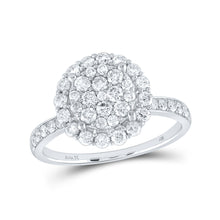  14k White Gold Womens Round Diamond Halo Cluster Ring 1 Cttw