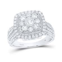  14k White Gold Womens Round Diamond Right Hand Cluster Cushion Ring 1-1/2 Cttw
