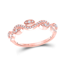  10k Rose Gold Womens Round Diamond Wavy Band Ring 1/5 Cttw
