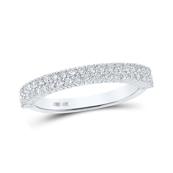 10k White Gold Womens Round Diamond Band Ring 1/2 Cttw