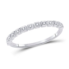  10k White Gold Womens Round Diamond Stackable Band Ring 1/20 Cttw