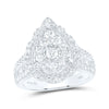 14k White Gold Round Diamond Teardrop Bridal Wedding Engagement Ring 1-5/8 Cttw