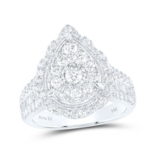  14k White Gold Round Diamond Teardrop Bridal Wedding Engagement Ring 1-5/8 Cttw