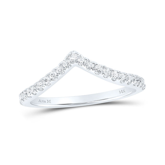10k White Gold Womens Round Diamond Chevron Stackable Band Ring 1/5 Cttw