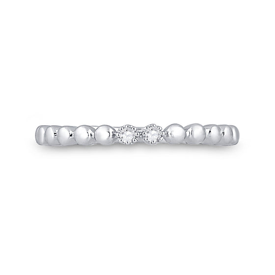 10k White Gold Womens Round Diamond 2-Stone Stackable Band Ring .03 Cttw