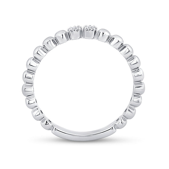 10k White Gold Womens Round Diamond 2-Stone Stackable Band Ring .03 Cttw