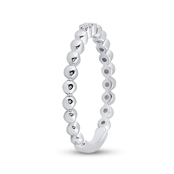 10k White Gold Womens Round Diamond 2-Stone Stackable Band Ring .03 Cttw