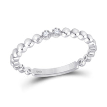  10k White Gold Womens Round Diamond 2-Stone Stackable Band Ring .03 Cttw