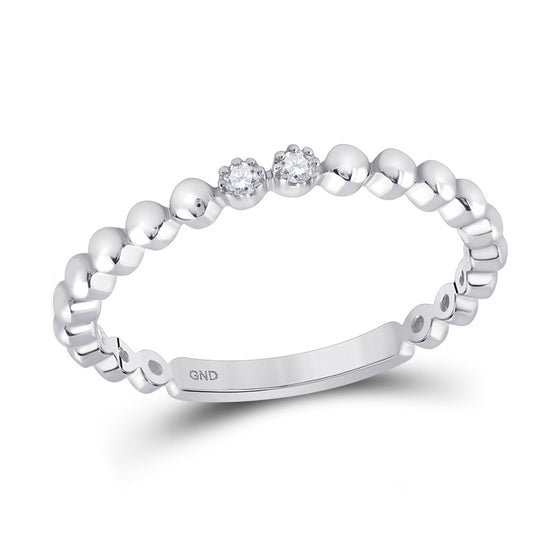 10k White Gold Womens Round Diamond 2-Stone Stackable Band Ring .03 Cttw