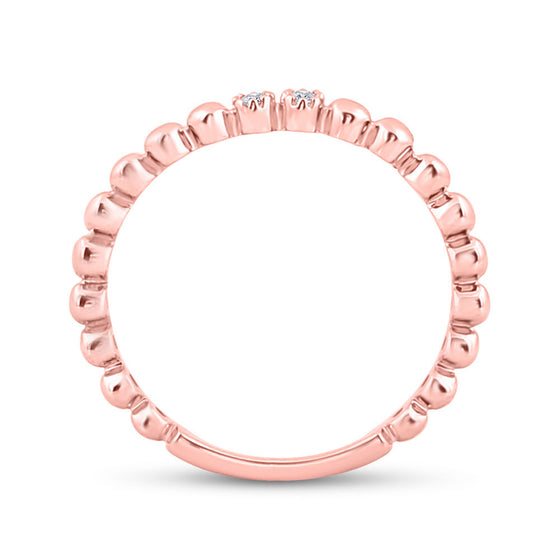 10k Rose Gold Womens Round Diamond 2-Stone Stackable Band Ring .03 Cttw