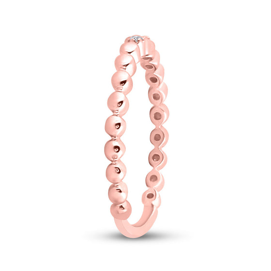 10k Rose Gold Womens Round Diamond 2-Stone Stackable Band Ring .03 Cttw