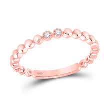  10k Rose Gold Womens Round Diamond 2-Stone Stackable Band Ring .03 Cttw