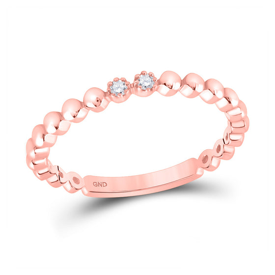 10k Rose Gold Womens Round Diamond 2-Stone Stackable Band Ring .03 Cttw