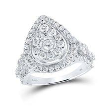  14k White Gold Round Diamond Teardrop Bridal Wedding Engagement Ring 1-3/4 Cttw