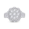 14k White Gold Womens Round Diamond Right Hand Cluster Ring 1-5/8 Cttw