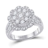 14k White Gold Womens Round Diamond Right Hand Cluster Ring 1-5/8 Cttw