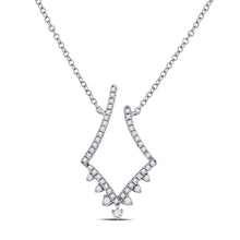  14k White Gold Womens Round Diamond Modern-V Fashion Necklace 1/4 Cttw