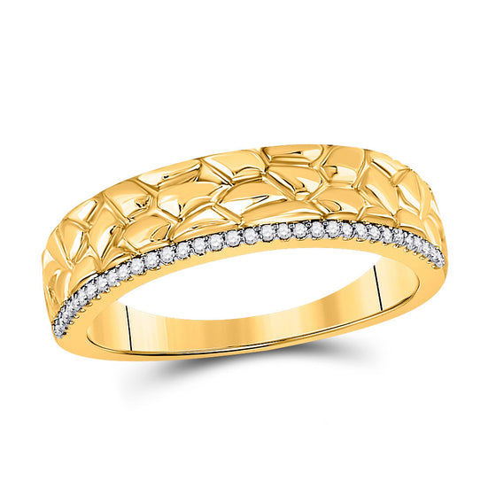 10k Yellow Gold His Hers Round Diamond Nugget Cluster Matching Wedding Set 3/8 Cttw