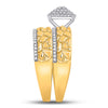 10k Yellow Gold His Hers Round Diamond Nugget Cluster Matching Wedding Set 3/8 Cttw