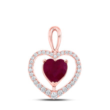  10k Rose Gold Womens Heart Synthetic Ruby Fashion Pendant 1-1/4 Cttw