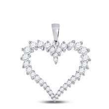  14k White Gold Womens Round Diamond Outline Heart Pendant 3/4 Cttw