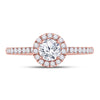 14k Rose Gold Round Diamond Halo Bridal Wedding Engagement Ring 3/4 Cttw