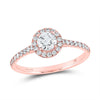 14k Rose Gold Round Diamond Halo Bridal Wedding Engagement Ring 3/4 Cttw