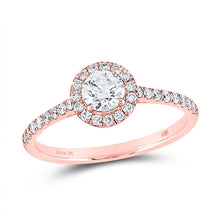  14k Rose Gold Round Diamond Halo Bridal Wedding Engagement Ring 3/4 Cttw