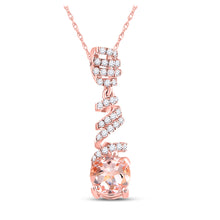  10k Rose Gold Womens Oval Morganite Diamond Spiral Solitaire Pendant 1 Cttw