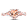 10k Rose Gold Womens Heart Morganite Diamond Fashion Ring 1-1/4 Cttw