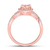 10k Rose Gold Womens Heart Morganite Diamond Fashion Ring 1-1/4 Cttw