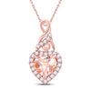 10k Rose Gold Womens Heart Morganite Diamond Fashion Pendant 1 Cttw