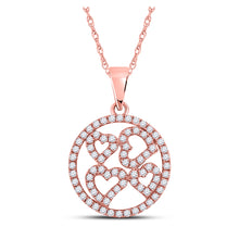  10k Rose Gold Womens Round Diamond Heart Circle Pendant 1/2 Cttw