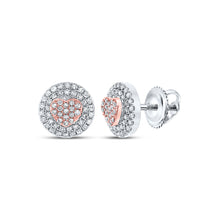  10k Two-tone Gold Womens Round Diamond Heart Earrings 1/2 Cttw