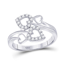  10k White Gold Womens Round Diamond Fashion Heart Ring 1/4 Cttw