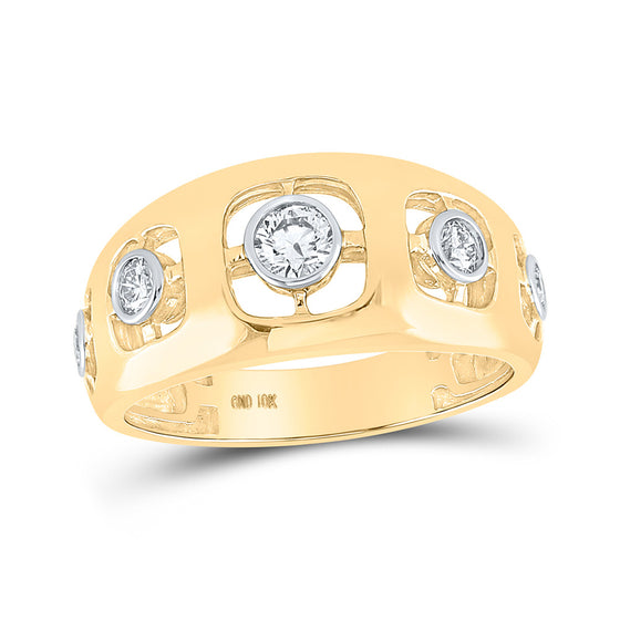 10k Two-tone Gold Mens Round Diamond Band Ring 5/8 Cttw