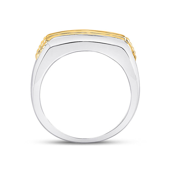 10k Two-tone Gold Mens Round Diamond Single Row Band Ring 1/2 Cttw