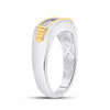 10k Two-tone Gold Mens Round Diamond Single Row Band Ring 1/2 Cttw