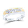 10k Two-tone Gold Mens Round Diamond Single Row Band Ring 1/2 Cttw