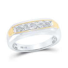  10k Two-tone Gold Mens Round Diamond Single Row Band Ring 1/2 Cttw