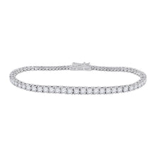  14k White Gold Womens Round Diamond Single Row Tennis Bracelet 4 Cttw